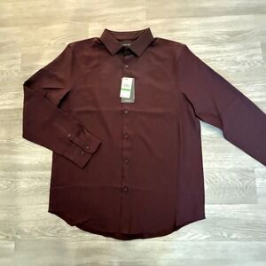 Perry Ellis Mens Port Burgundy Long Sleeve Button Down Shirt 4KFW9014 NWT Size L